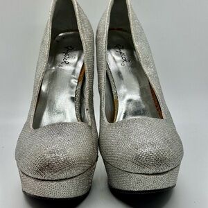 Women's Silver Sparkle Platform Heels
